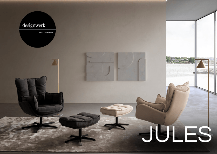 Sessel mit Ziernaht und Aufschrift "jules"